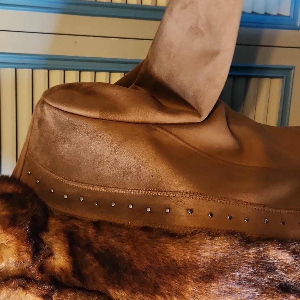 Vintage Dress Barn Faux Suede & Fur Trim Coat - Picture 7 of 15